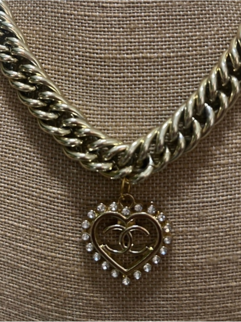 GOLD-TONED  Heart Pendant Necklace with Crystal Accents - Picture 3 of 11